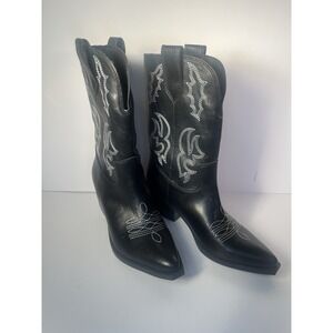 Indigo Rd Boots Womens 6 M Western Mid Pull On Cowboy Boots Black  Heels